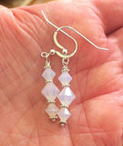 swarovski crystal earrings all sterling silver birthstone crystal earrings opalite / sterling regular ear wires