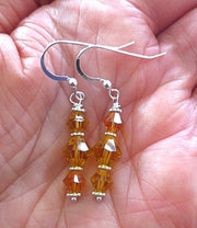 swarovski crystal earrings all sterling silver birthstone crystal earrings topaz / sterling regular ear wires