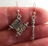 everyday judaica and shabbat silver earrings one torah one yad / sterling regular ear wires