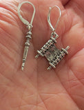 everyday judaica and shabbat silver earrings one torah one yad / sterling leverbacks