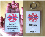 medical alert tag epipen ® auto-injector (epinephrine) inside laminated tag personalize epinephrine + bee allergy / none
