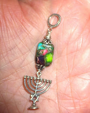 hanukkah menorah with beautiful gemstone pendant all sterling silver sea sediment jasper