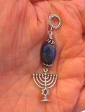 hanukkah menorah with beautiful gemstone pendant all sterling silver lapis lazuli