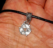 spiritual earthy simple silver pendants sterling silver plated euro style recycle symbol