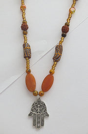 hamsa browns gold gemstone statement necklace sterling silver bohemian style