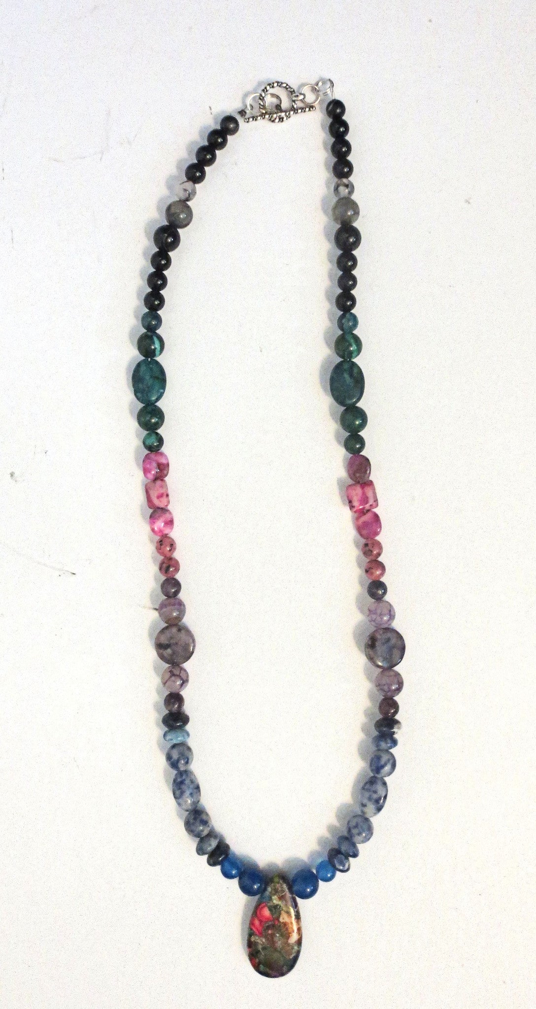 sea sediment jasper tear drop statement gemstone necklace