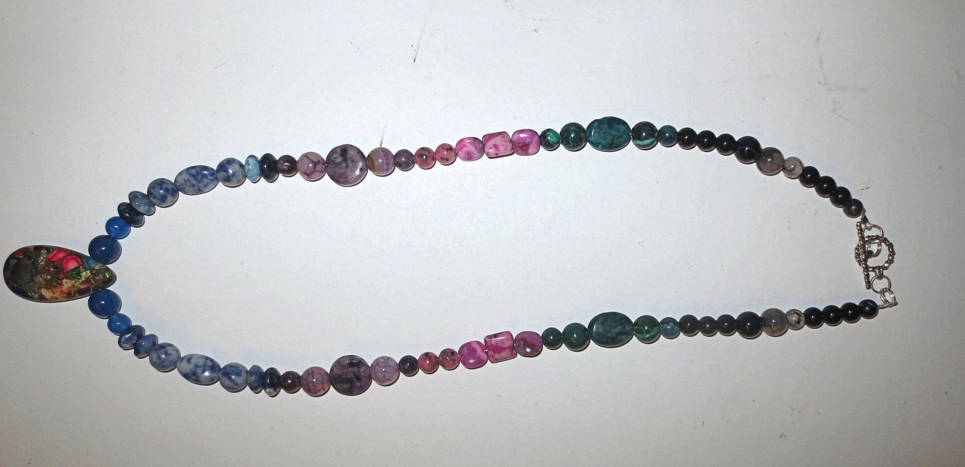 sea sediment jasper tear drop statement gemstone necklace