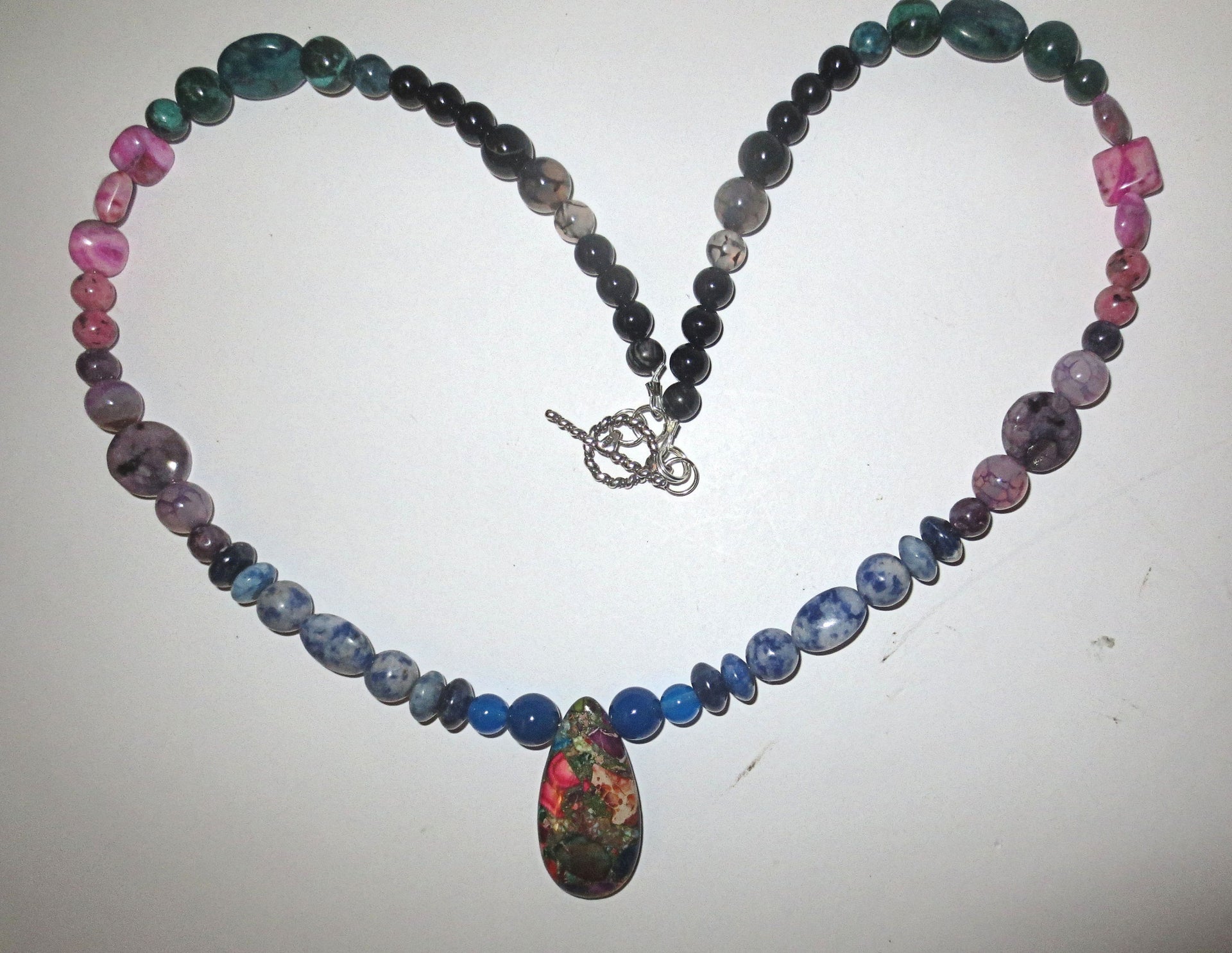 sea sediment jasper tear drop statement gemstone necklace