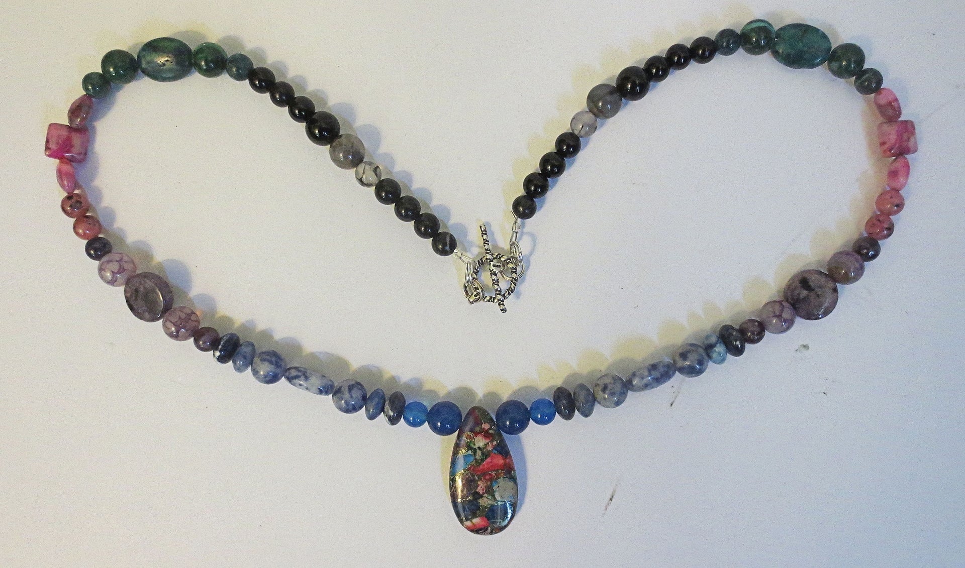 sea sediment jasper tear drop statement gemstone necklace