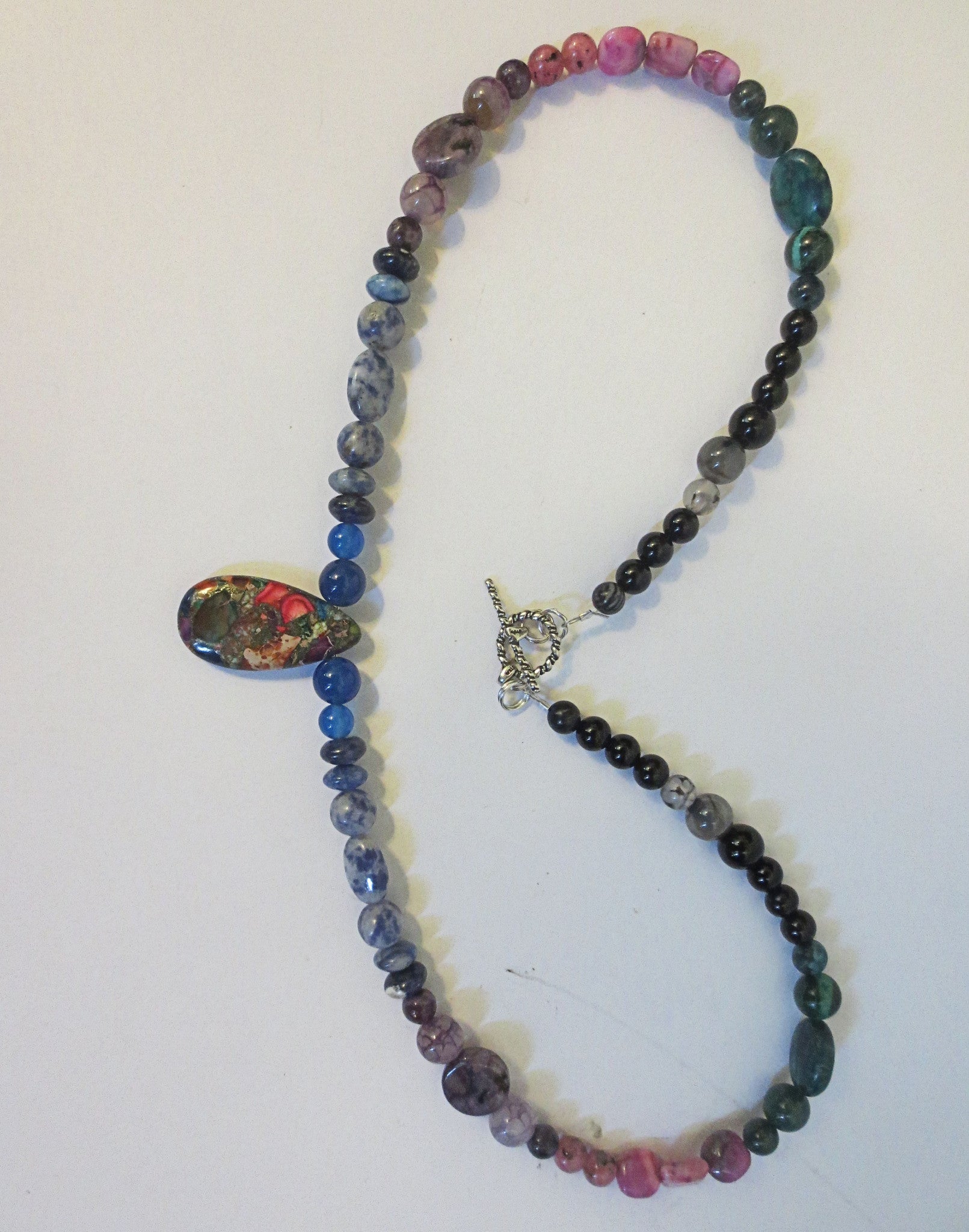 sea sediment jasper tear drop statement gemstone necklace