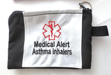 asthma medical alert embroidered cases carriers small, medium, or large size