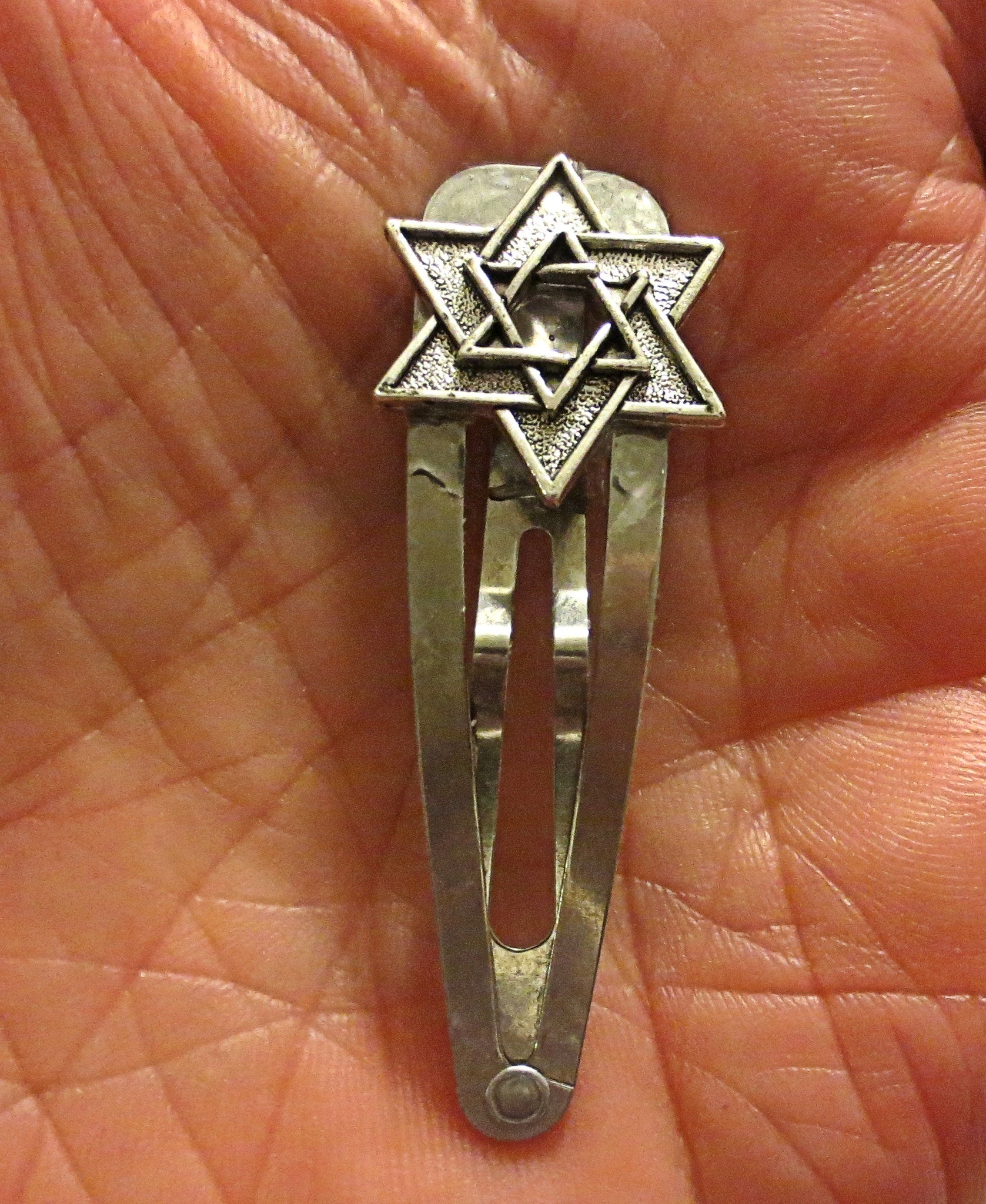 kippah clip with judaica charm handmade