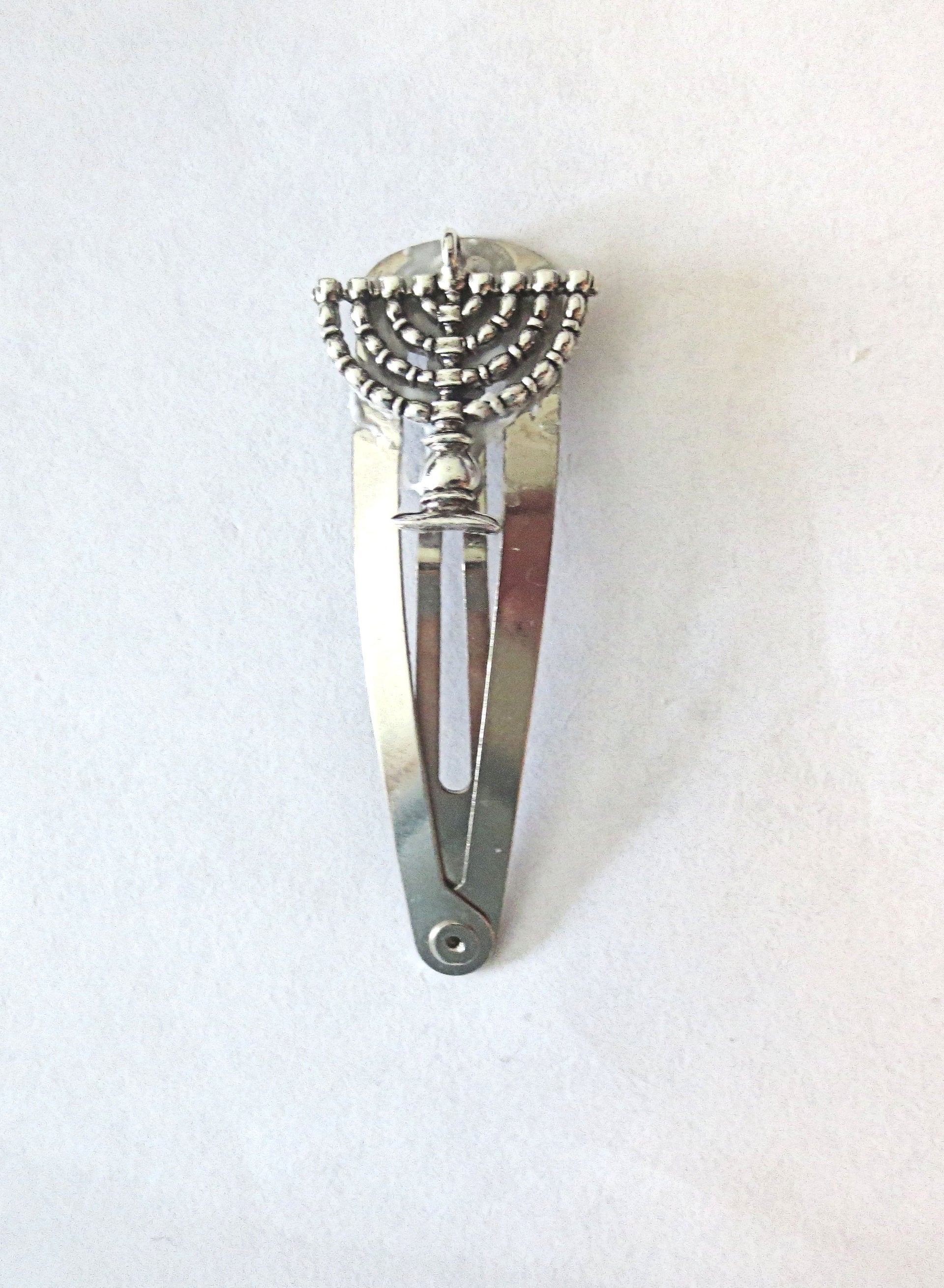 kippah clip with judaica charm handmade chanukah menorah