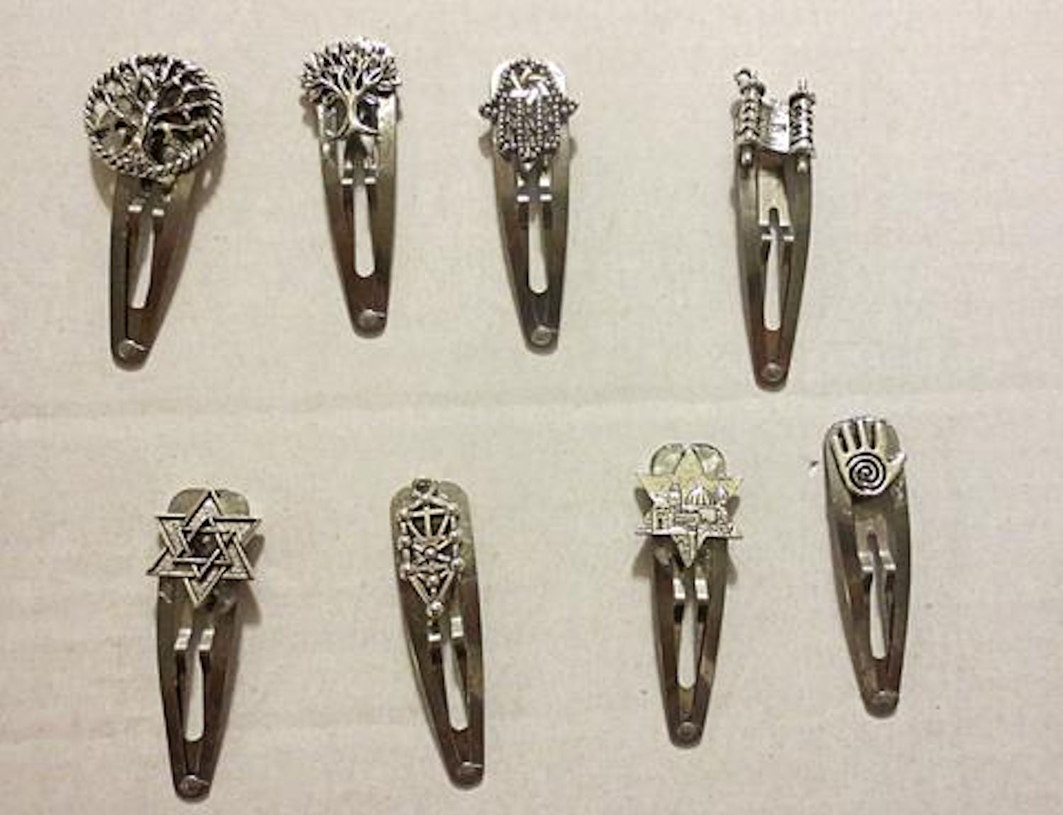 kippah clip with judaica charm handmade