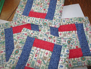 mahjong quilted reversible insulated place mats set of 2 great colors chinese mah jong game