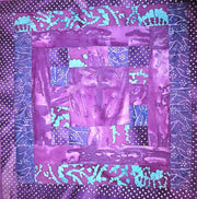 all purples batiks quilted insulated log cabin table runner with a splash of color