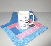 pink blue calico quilted reversible mini mats set of 2 insulated snack place mats