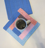 pink blue calico quilted reversible mini mats set of 2 insulated snack place mats