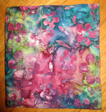 matzoh case holder with three sections for a beautiful seder table --- holds standard matzos batik flowers greens pinks