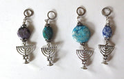 hanukkah menorah with beautiful gemstone pendant all sterling silver