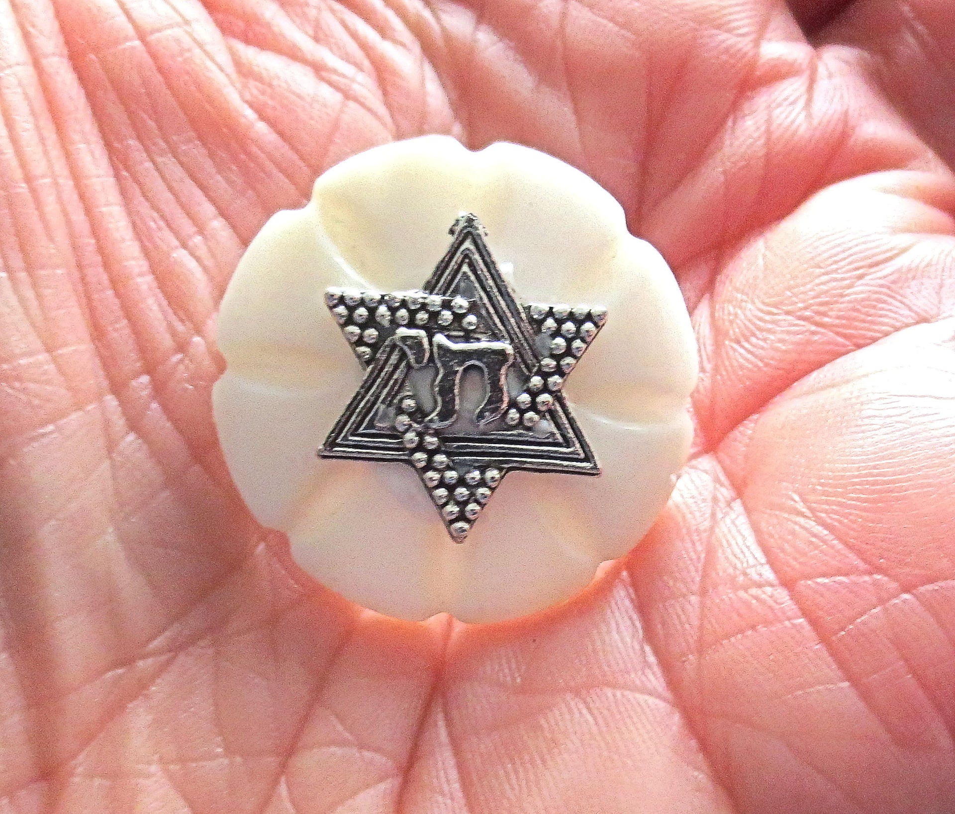 pin or brooch mother of pearl button one of a kind