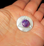 pin or brooch mother of pearl button one of a kind mop triangle leopdite