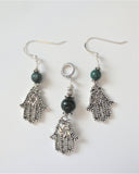 hamsa filigree pendant and earrings star of david jewelry set gemstone choice