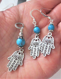 hamas filigree pendant and earrings set turquoise gemstones