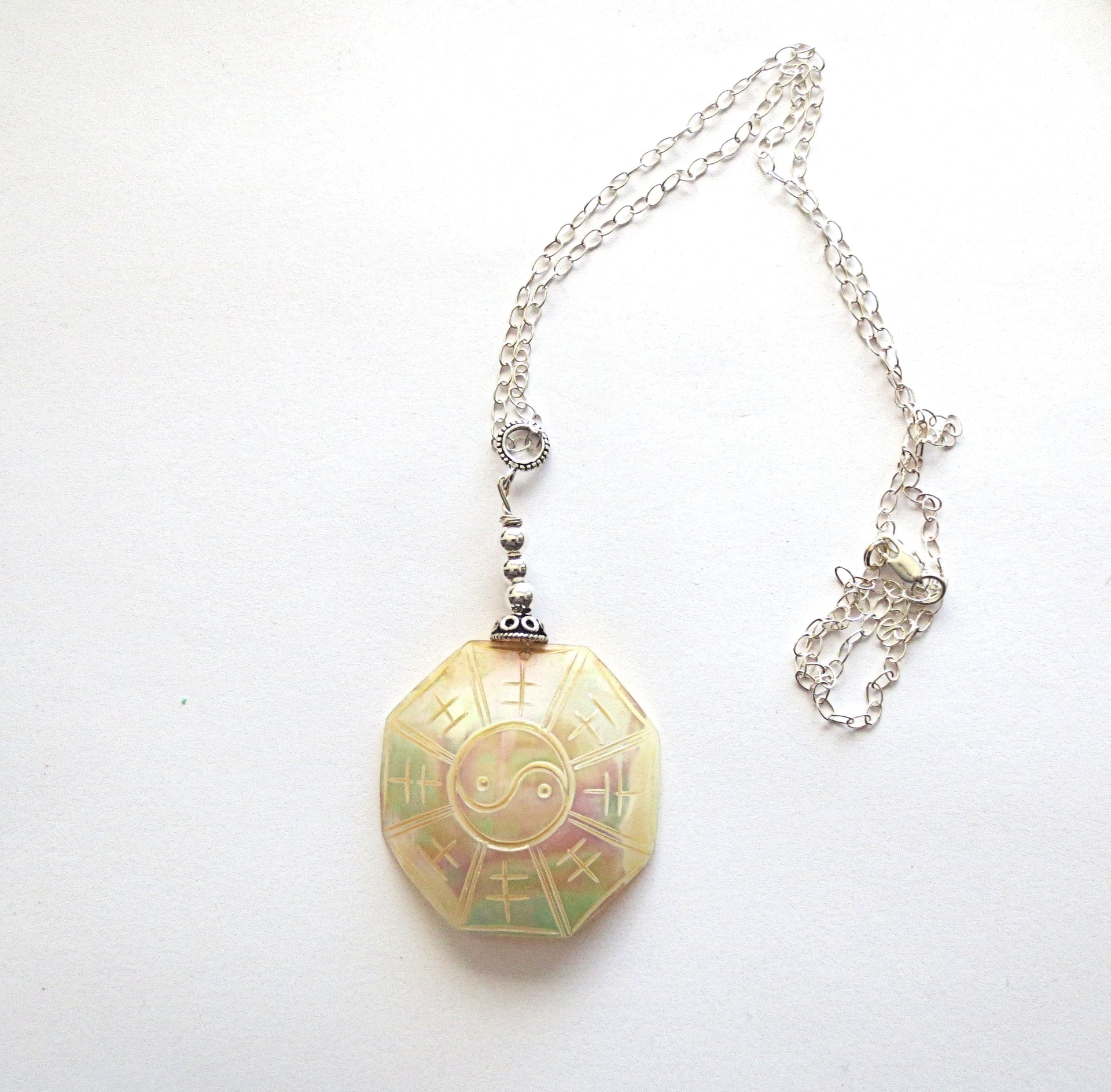 mother of pearl carved pendant all sterling silver select from 4 styles