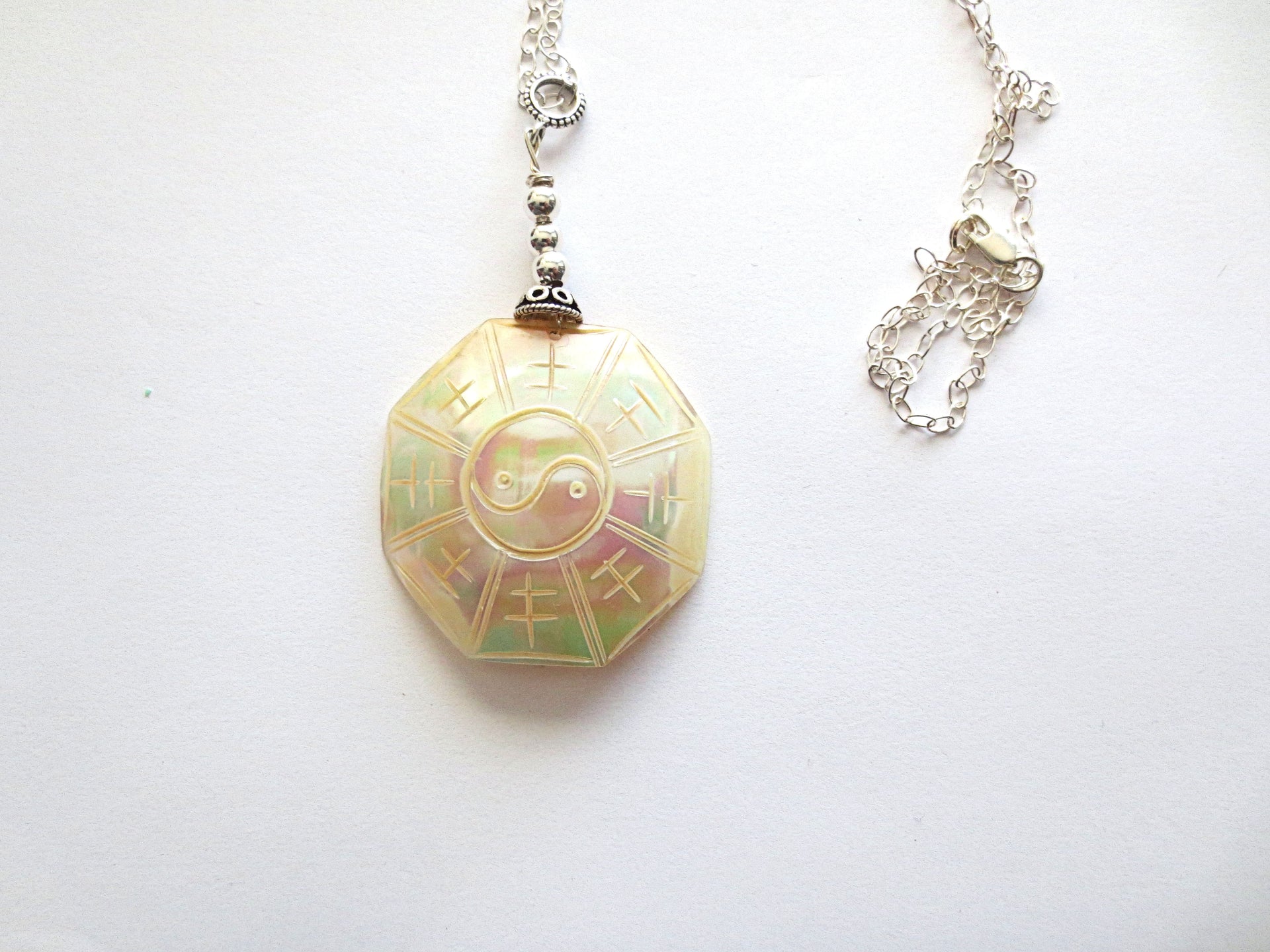 mother of pearl carved pendant all sterling silver select from 4 styles