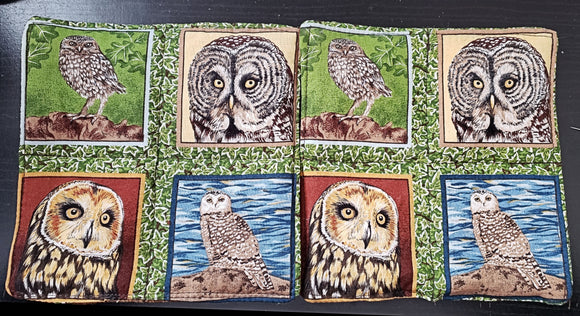owls mini mats different species bird lovers set of 2 insulated reversible snack mug rugs choice of sets owl lovers set d