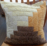 earthy browns quilted pillow cover log cabin design neutral calicos