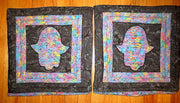 hamsa batik quilted pillow cover double sided hand of fatima design