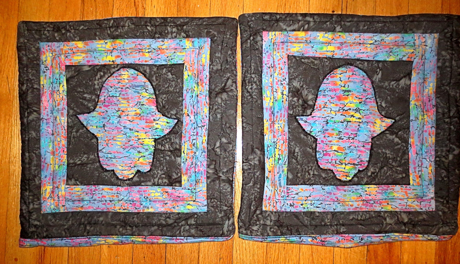 hamsa batik quilted pillow cover double sided hand of fatima design