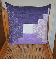 purple calico patchwork quilted pillow cover log cabin design lavender lilac great colors