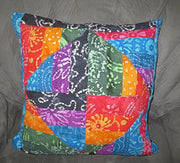 batik colorful pillow cover squares triangles rhombus design reversible.