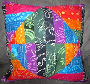 batik colorful pillow cover squares triangles rhombus design reversible.