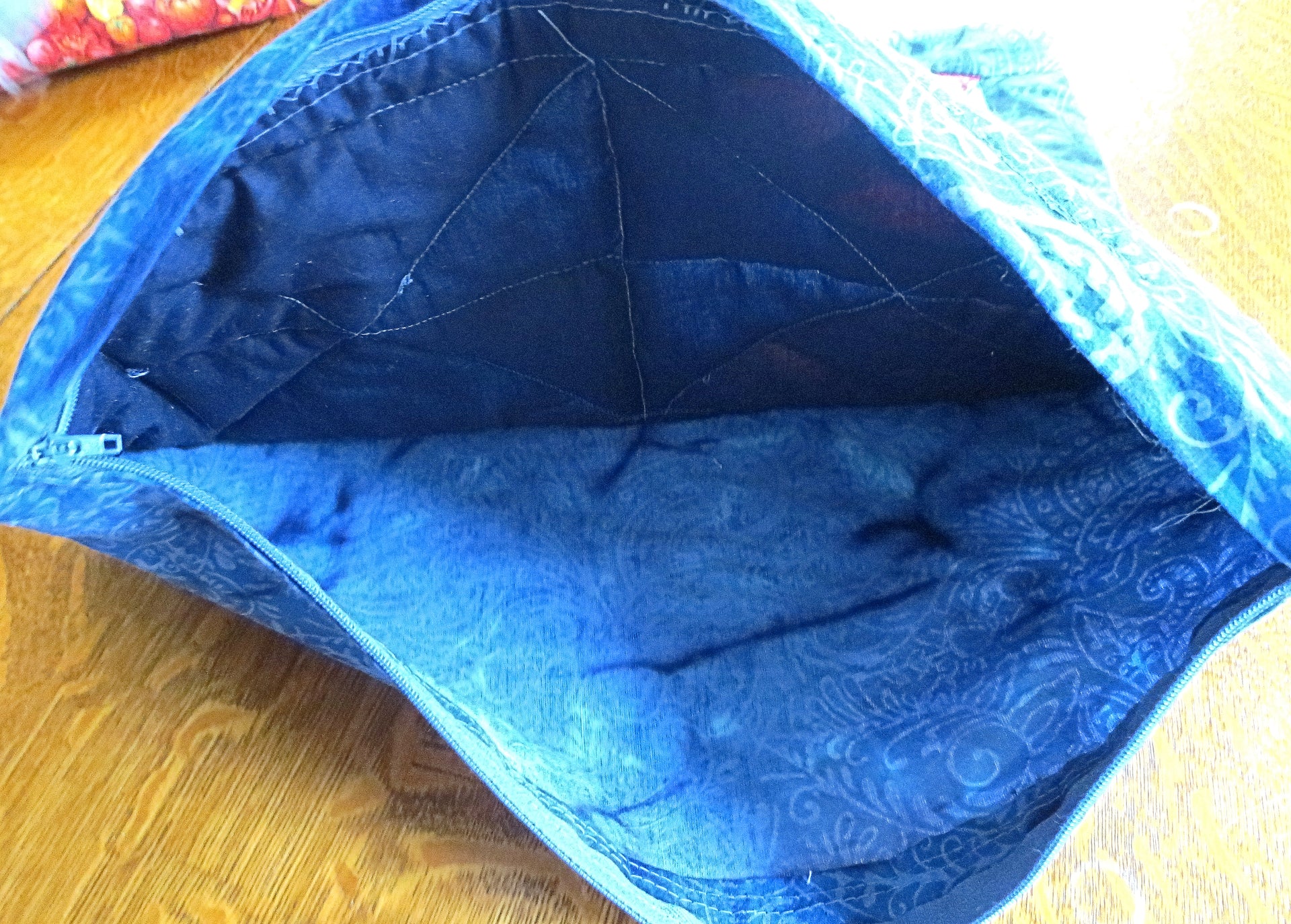 batik quilted pillow cover pretty bright batiks reversible triangles squares design