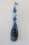 one of a kind gemstone sterling silver pendants blue sea sediment jasper long gemstone