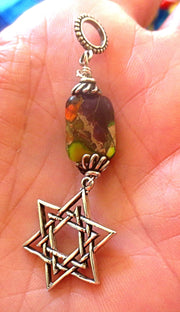 star of david with beautiful gemstone pendant all sterling silver sea sediment jasper