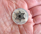 pin or brooch mother of pearl button one of a kind mop star of david black onyx gemstone