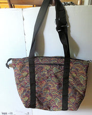 elegant fans tapestry tote bag adjustable handles weather proof zippered compartments