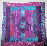 hamsa with pomegranate quilted batik wall hanging trapunto