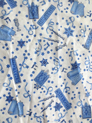 judaica shabbat or holiday shalom torah chi kiddush cup candles white blue silver by the half yard beautiful oop