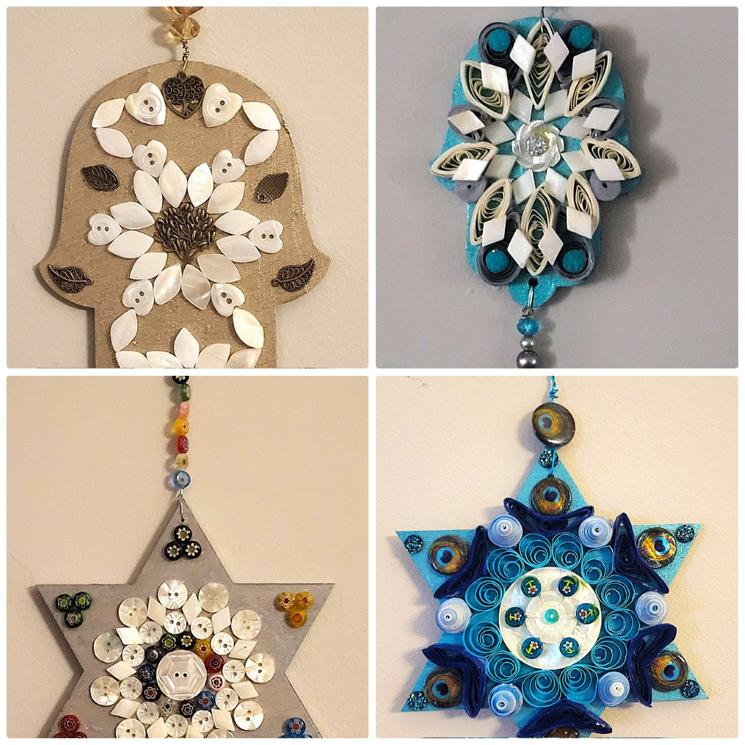 Sacred Symbols in Layers: My Hamsa & Star of David Mixed Media Wall Art
