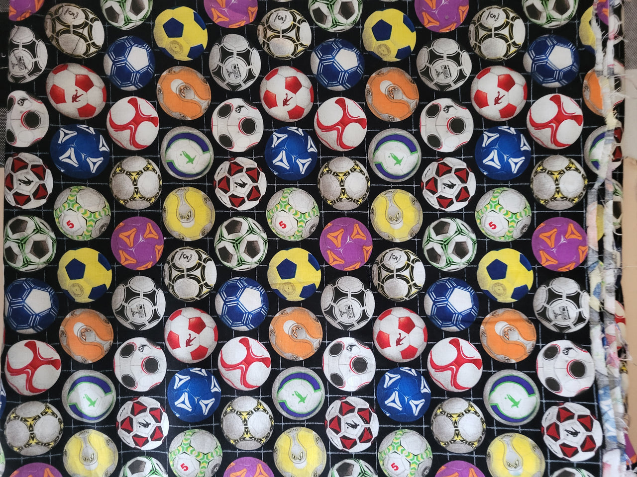 World Cup Soccer cotton sewing quilting fabric bhy x 44" soccer balls