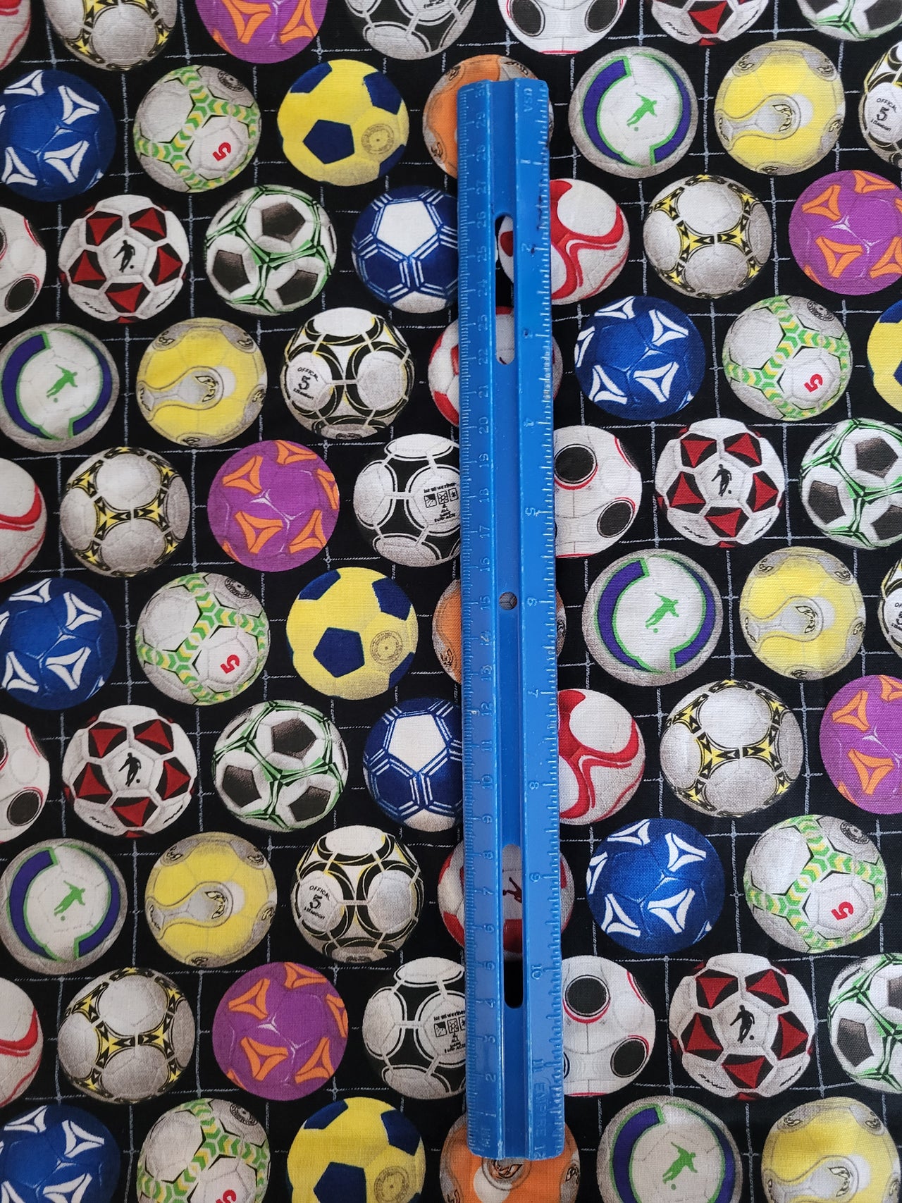 World Cup Soccer cotton sewing quilting fabric bhy x 44" soccer balls