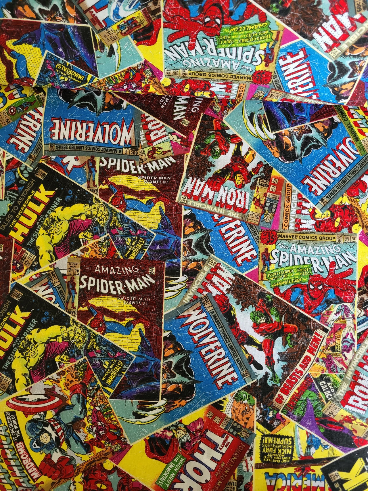 Marvel Comics Packed  The Avengers book covers cotton quilting fabric bhy x 44" w