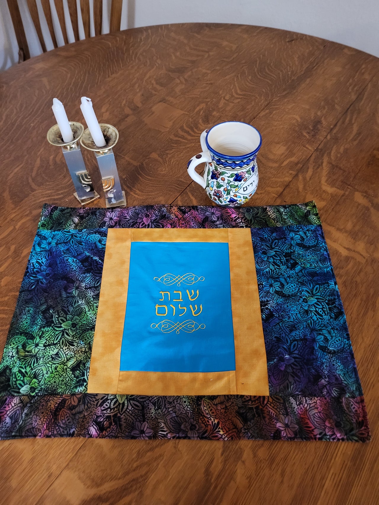 Batik embroidered challah cover