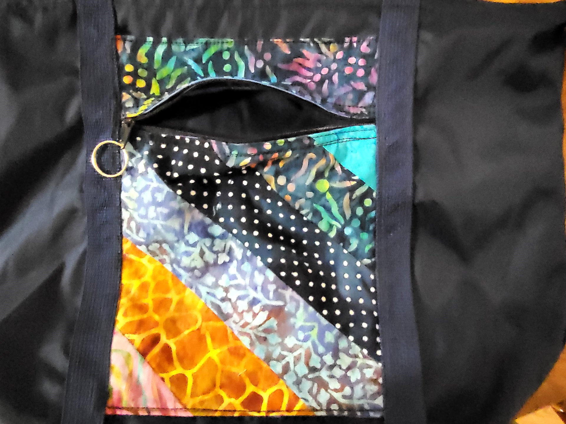 zippered batik outer pocket